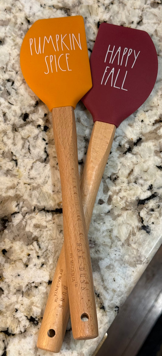 New Rae Dunn 2-piece spatula set HAPPY FALL/PUMPKIN SPICE