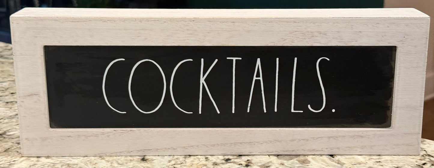 New Rae Dunn wood 10x5 COCKTAILS decorative sign