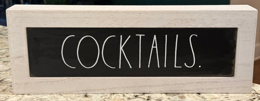 New Rae Dunn wood 10x5 COCKTAILS decorative sign