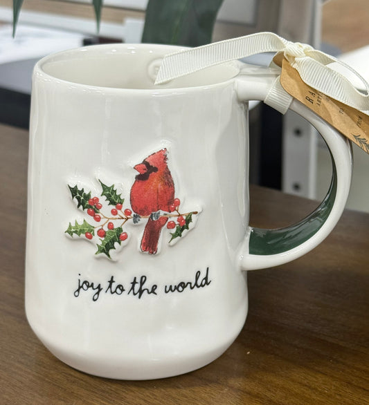 New Rae Dunn ceramic Christmas coffee mug JOY TO THE WORLD