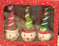 New Joanna Parker ceramic snowmen twirl ornament set
