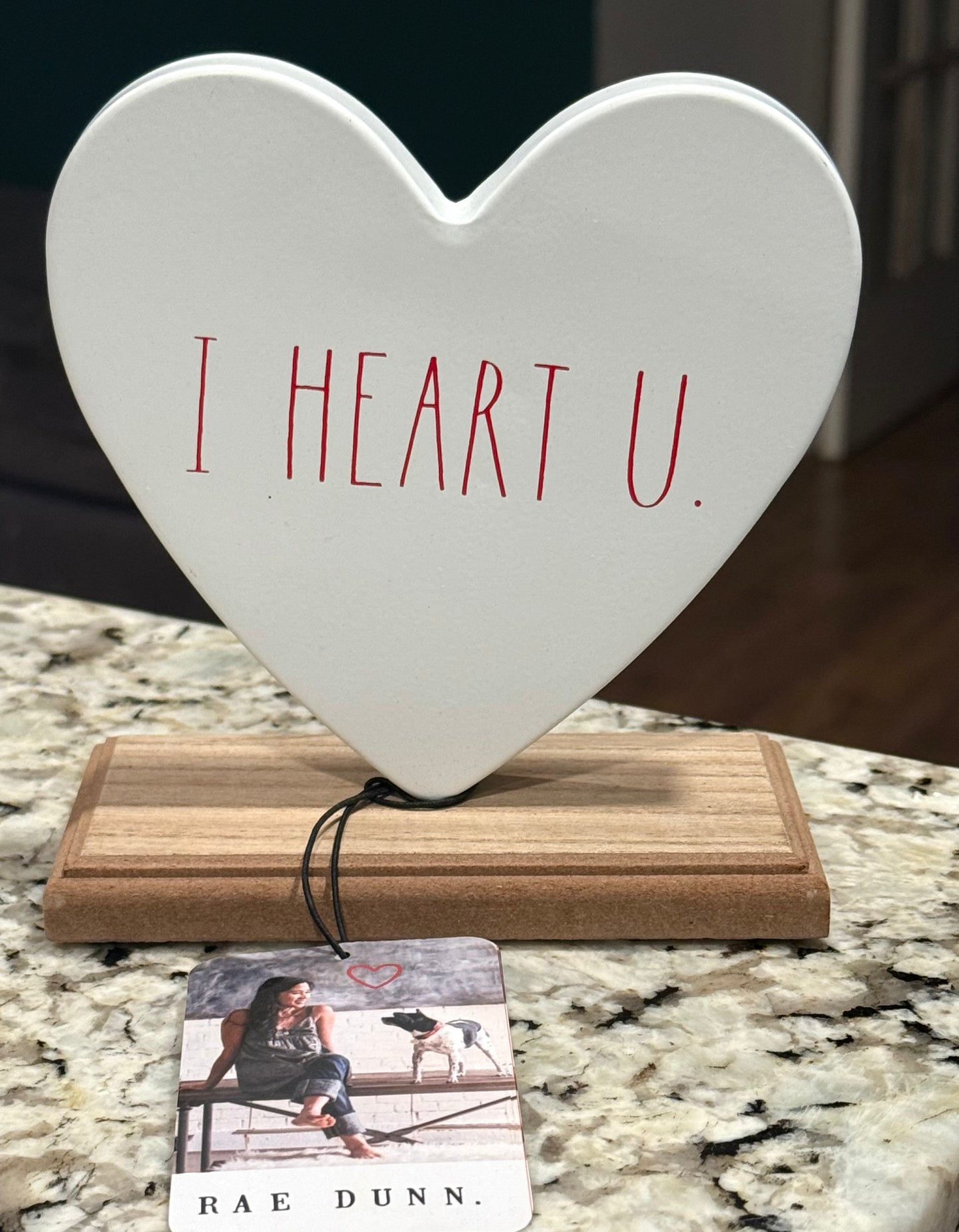 New Rae Dunn metal wood base Valentine’s Day sign decor I HEART U
