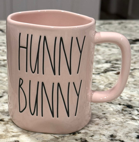 Rae Dunn pink ceramic coffee mug HUNNY BUNNY