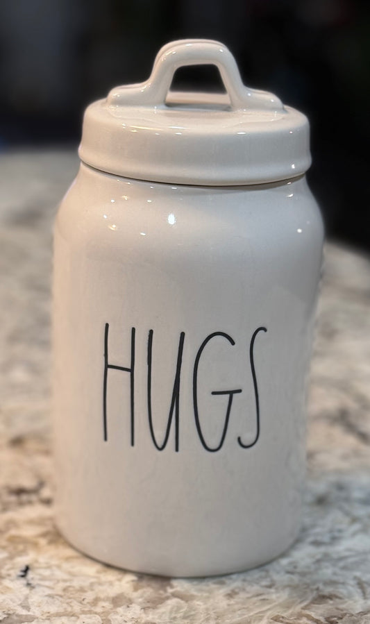 Rae Dunn white ceramic HUGS canister