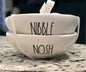 New Rae Dunn white ceramic NIBBLE/NOSH dip bowl set