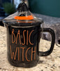 New Rae Dunn black-iridescent witches hat topped mug BASIC WITCH