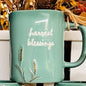 New Rae Dunn blue ceramic fall coffee mug HARVEST BLESSINGS