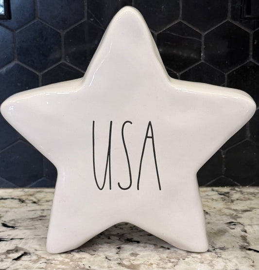 New Rae Dunn white ceramic  July 4th Americana star decor USA