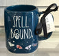 New Rae Dunn blue ceramic Halloween coffee mug SPELLBOUND