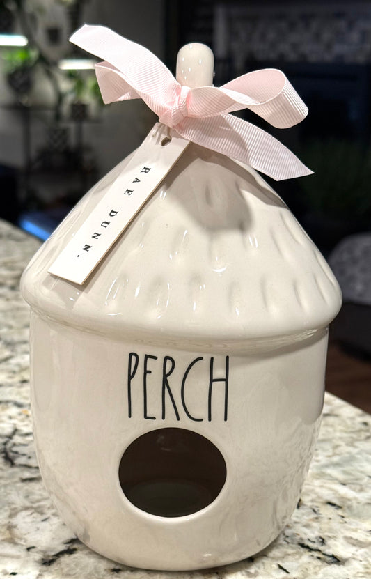 New Rae Dunn white ceramic style birdhouse PERCH