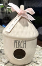 New Rae Dunn white ceramic style birdhouse PERCH