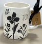 New Rae Dunn white floral ceramic coffee mug JOY