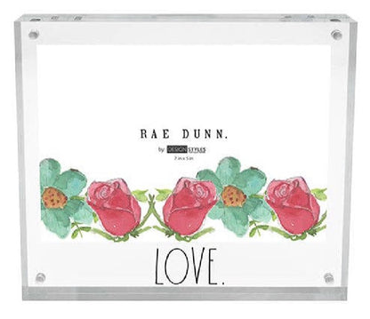 New Rae Dunn LOVE 7x5 Floral Acrylic Picture Frame