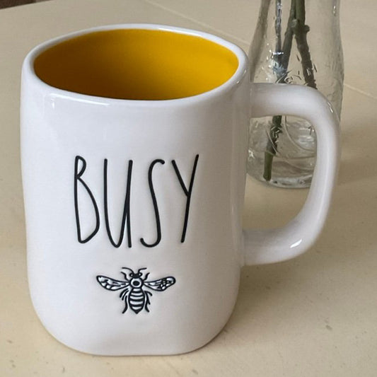 New Rae Dunn white ceramic 🐝  coffee mug BUSY BEE