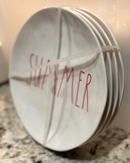 New Rae Dunn 12” 4-piece melamine plate set SUMMER BBQ