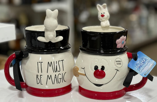 New release Rae Dunn ceramic Frosty the Snowman ☃️ Christmas mug decor piece IT MUST BE MAGIC-peeking rabbit