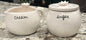 New Rae Dunn 2-piece ceramic script floral topped SUGAR & CREAM set