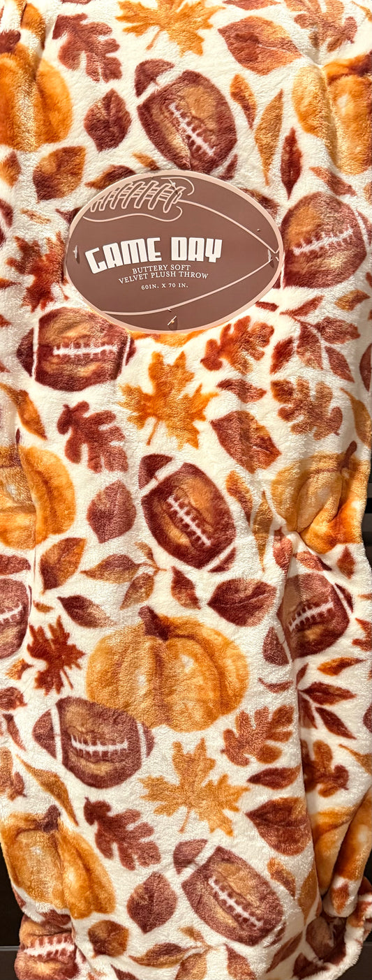 New fall football and leaf print super soft throw blanket bedding 60x70