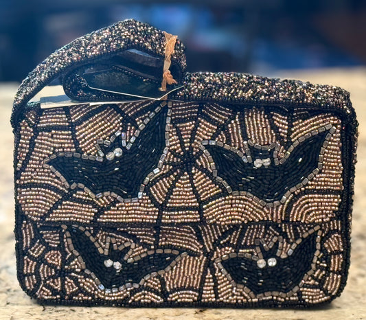 New beaded Made in India Halloween bat 🦇 bag purse 10x6
