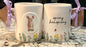 New Rae Dunn white ceramic Floral double sided bunny back coffee mug SPRING HAS SPRUNG