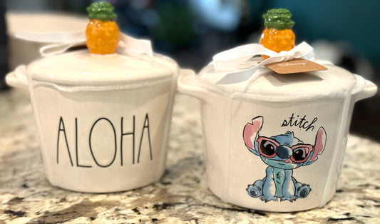 New Rae Dunn X Lilo & Stitch ceramic covered baking dish ALOHA