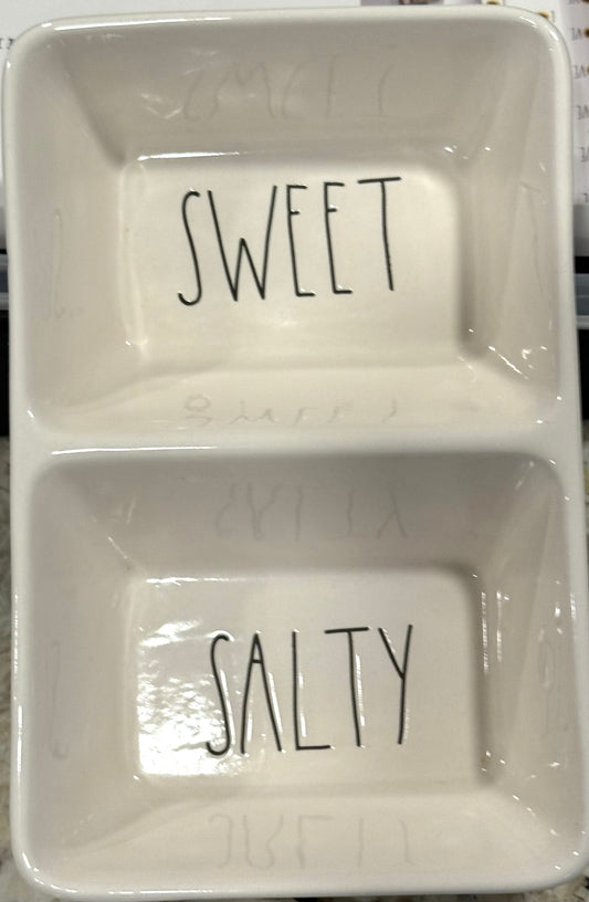 New Rae Dunn ceramic SWEET/SALTY snack tray