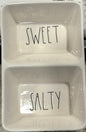 New Rae Dunn ceramic SWEET/SALTY snack tray