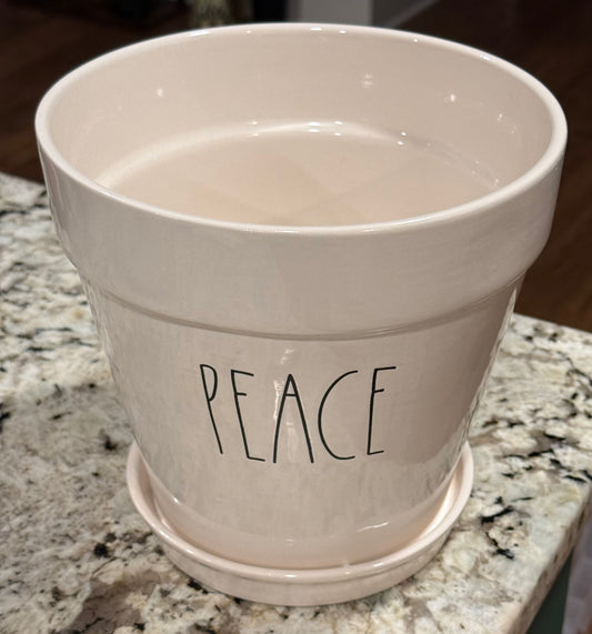 Rae Dunn white ceramic PEACE garden planter pot
