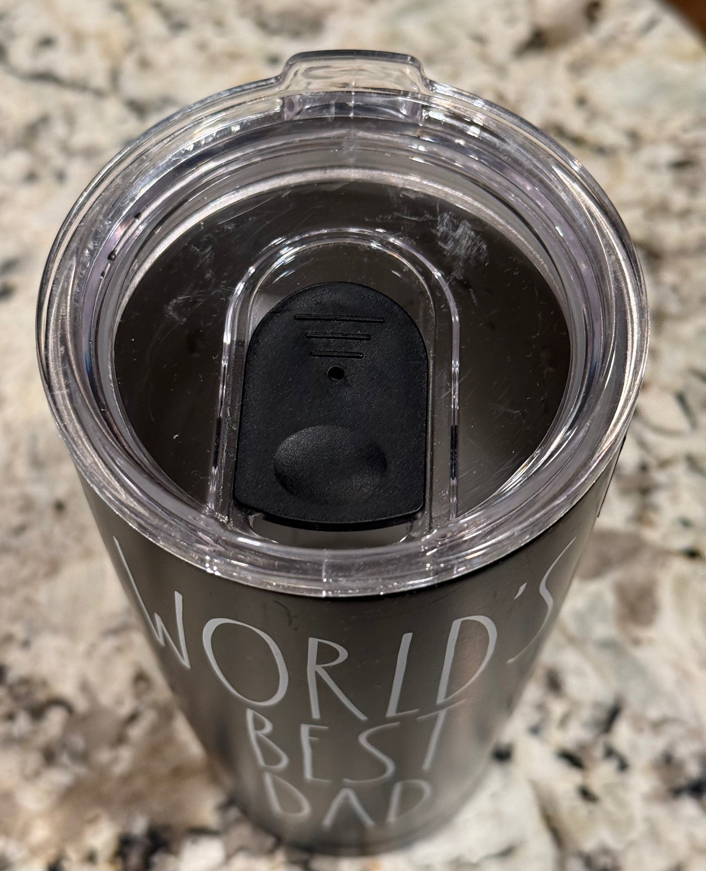 New Rae Dunn black stainless 17oz drink tumbler WORLDS BEST DAD