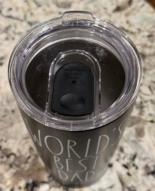 New Rae Dunn black stainless 17oz drink tumbler WORLDS BEST DAD