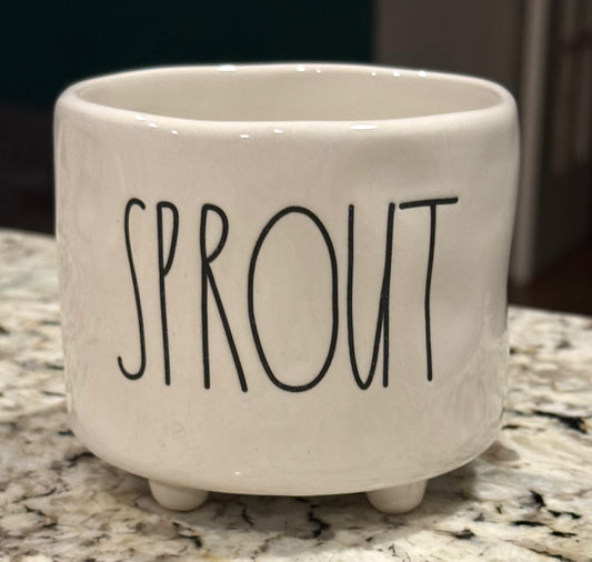 Rae Dunn white ceramic 4” planter SPROUT