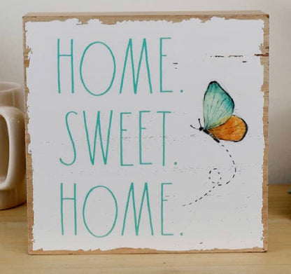 New Rae Dunn Home Sweet Home 8x8 butterfly sign decor