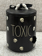 New Rae Dunn black ceramic Halloween canister. New release bone print TOXIC