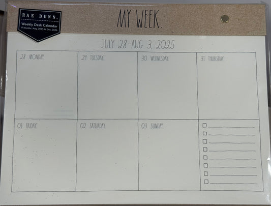 New gold trim weekly tear-off desk calendar 🗓️ 2025-2026