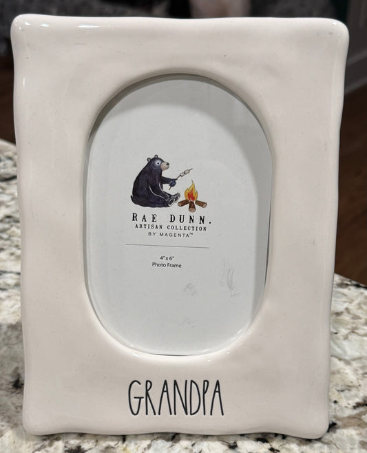 New Rae Dunn ceramic photo frame 4x6 insert GRANDPA
