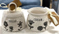 New Rae Dunn 2-piece white ceramic CREAM & SUGAR floral storage set