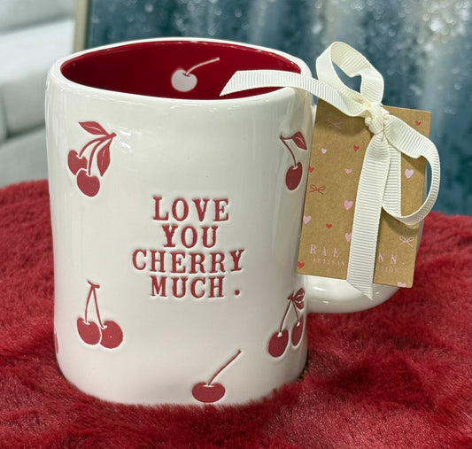 New Rae Dunn white ceramic cherry 🍒 mug LOVE YOU CHERRY MUCH