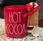 New Rae Dunn red ceramic coffee mug with candy cane spoon HOT COCOA