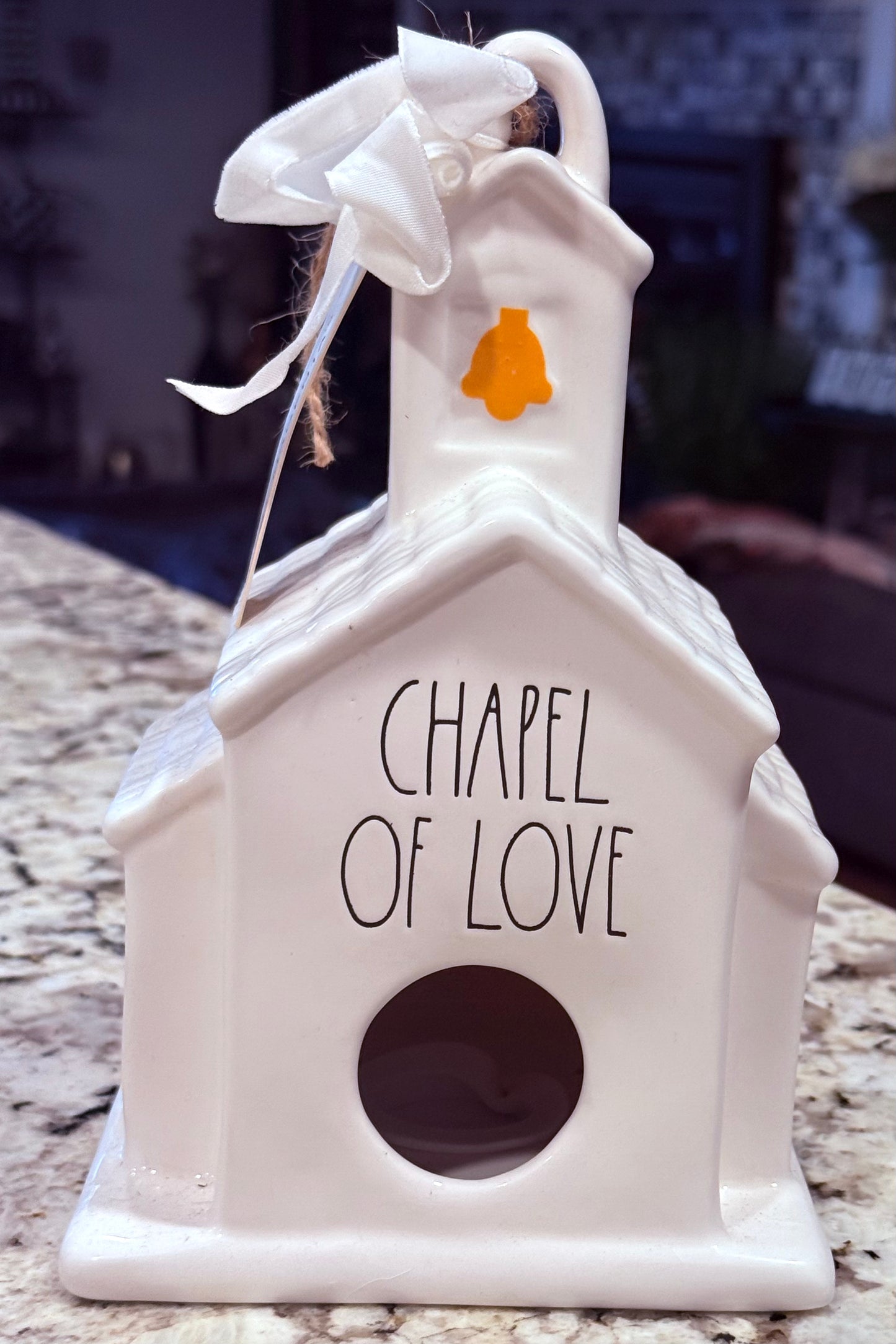New Rae Dunn white ceramic church birdhouse wedding decor CHAPEL OF LOVE