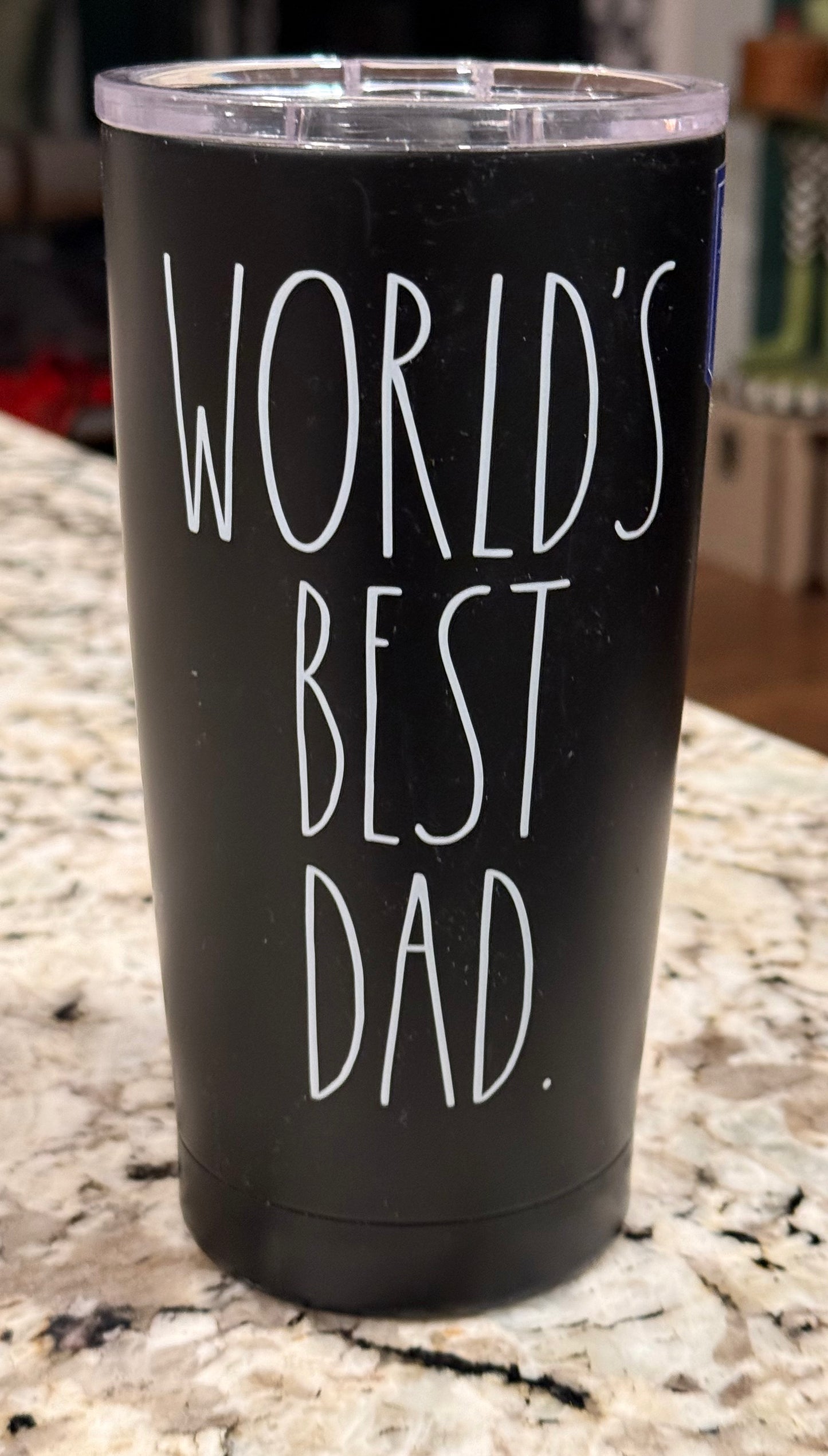 New Rae Dunn black stainless 17oz drink tumbler WORLDS BEST DAD