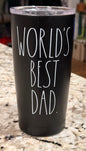 New Rae Dunn black stainless 17oz drink tumbler WORLDS BEST DAD