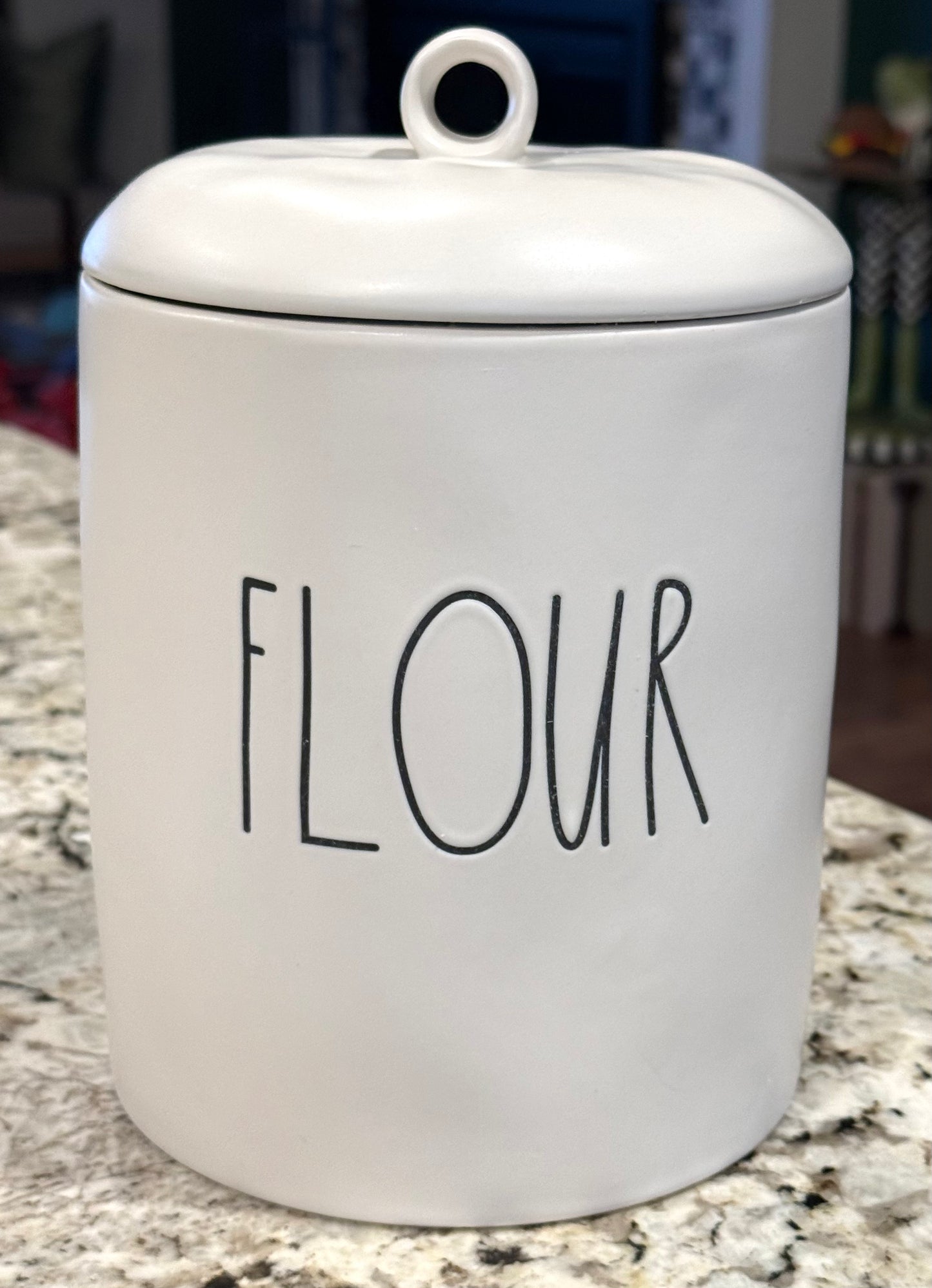 Rae Dunn rare retired style 8.5” white matte ceramic FLOUR canister