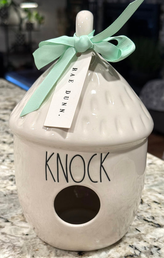 New Rae Dunn white ceramic style birdhouse KNOCK