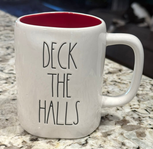 New Rae Dunn ceramic DECK THE HALLS coffee mug decor