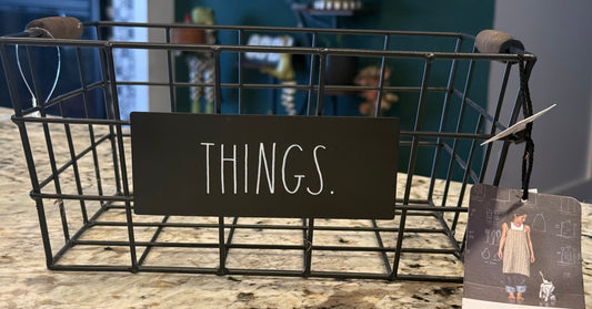 New Rae Dunn metal 11.5 x 8.5 THINGS. storage basket