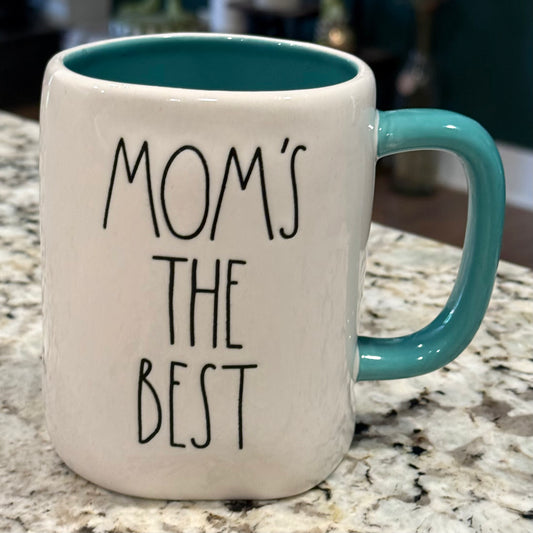 New Rae Dunn white ceramic coffee mug MOM’S THE BEST