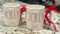 New Rae Dunn white ceramic mini mug Christmas ornament set HOLLY/JOLLY