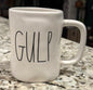New Rae Dunn white ceramic coffee mug GULP