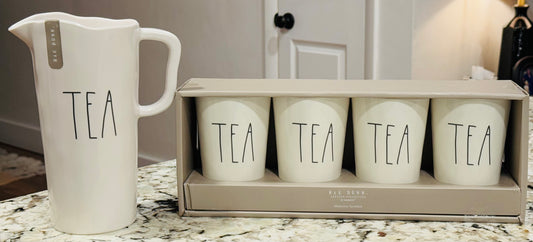 New Rae Dunn Melamine outdoor TEA set pitcher, 4 cups