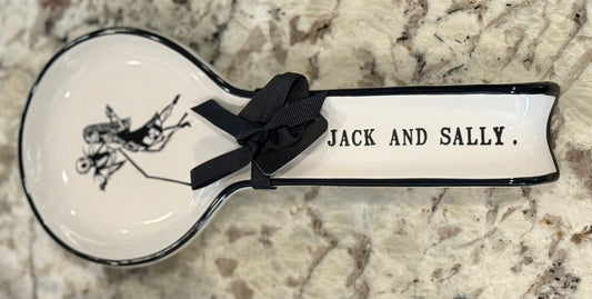 New Rae Dunn x Nightmare before Christmas ceramic spoon rest Halloween decor JACK AND SALLY